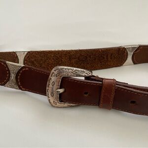 Vintage Fossil Leather Belt with Silver Buckle